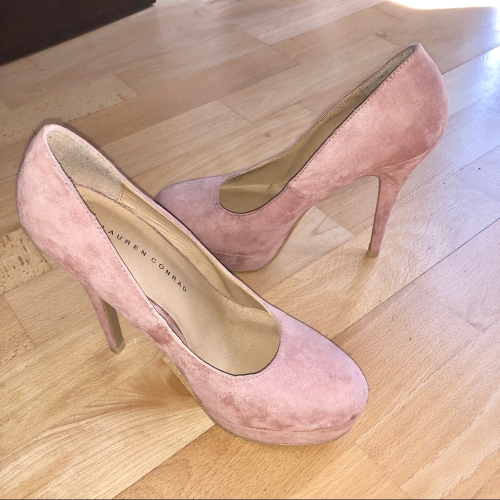 Lauren Conrad Pale Pink Suede Pumps Heels Size 7